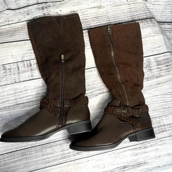 Sam Edelman Tall Riding Boots Brown Side Zip Women's 9
