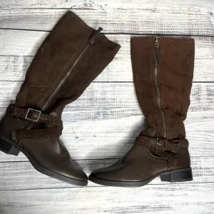 Sam Edelman Tall Riding Boots Brown Side Zip Women's 9