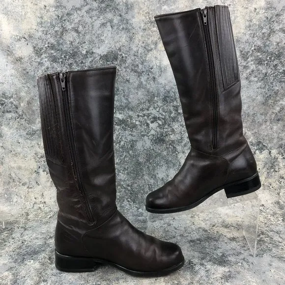 SANTANA CANADA Women's Size 7 Brown Leather Insulated Side Zip Tall Boots