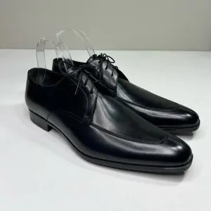 Santoni Leather Derby Shoe Made in Italy Lace Up Black Pointed Toe Size 8.5