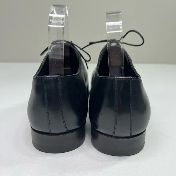Santoni Leather Derby Shoe Made in Italy Lace Up Black Pointed Toe Size 8.5