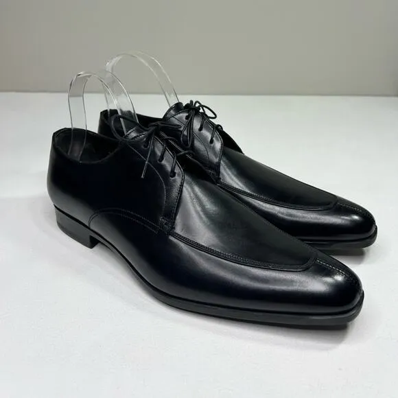 Santoni Leather Derby Shoe Made in Italy Lace Up Black Pointed Toe Size 8.5