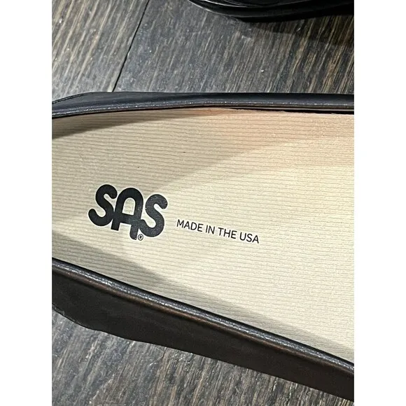 SAS Flats Women's 9.5 M Scenic Ballet Black Leather Patent Cap Toe Comfort Shoe
