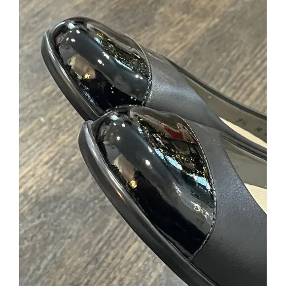 SAS Flats Women's 9.5 M Scenic Ballet Black Leather Patent Cap Toe Comfort Shoe