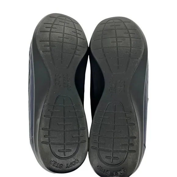 SAS Roamer Comfort Shoes Blue Black Hook &amp; Loop Soft Step Cutout Round Toe 8N