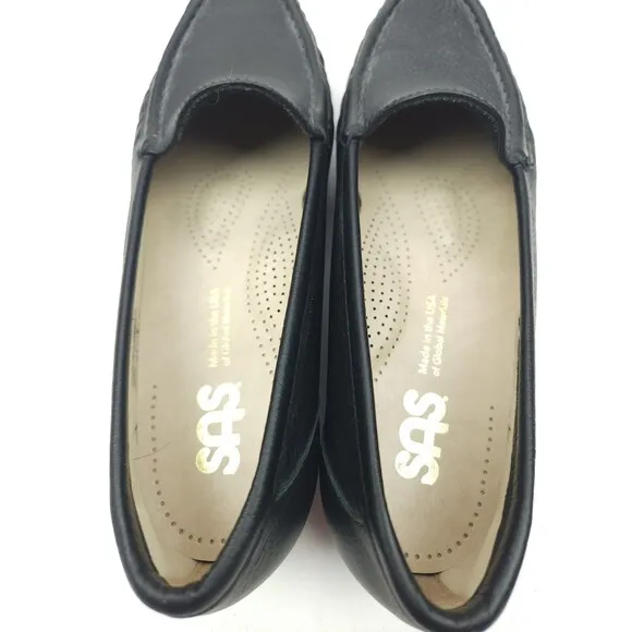 SAS Simplify Loafers Womens 7.5 M Black Leather Tripad Comfort Slip-On Shoes