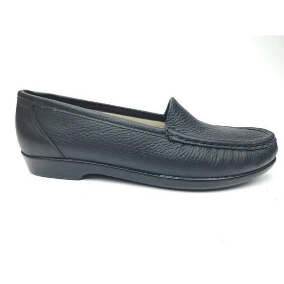 SAS Simplify Loafers Womens 7.5 M Black Leather Tripad Comfort Slip-On Shoes