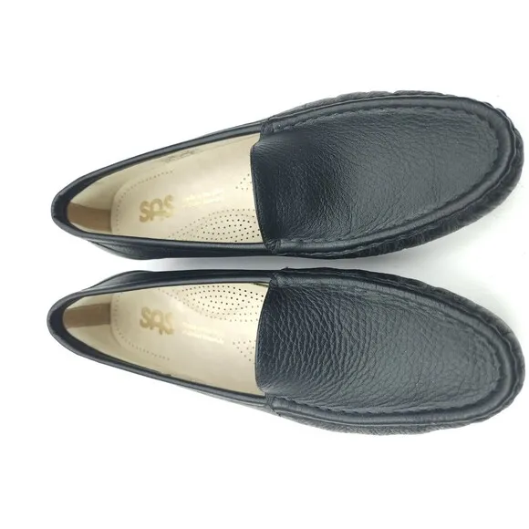 SAS Simplify Loafers Womens 7.5 M Black Leather Tripad Comfort Slip-On Shoes