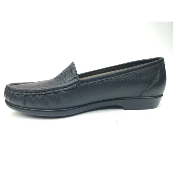SAS Simplify Loafers Womens 7.5 M Black Leather Tripad Comfort Slip-On Shoes