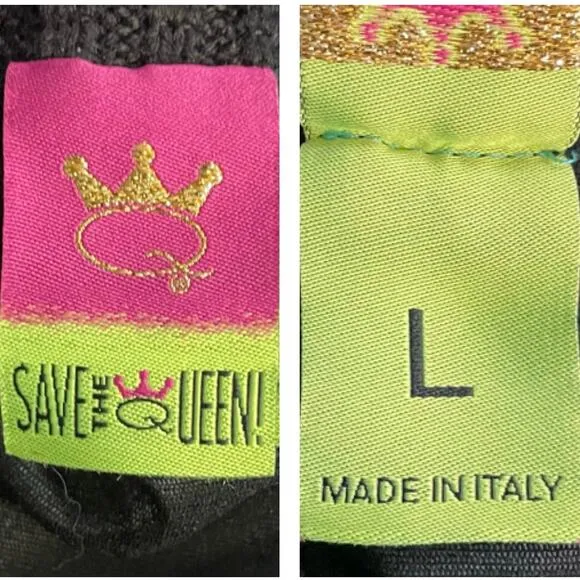 Save the Queen Geometric Full Zip Boatneck Cardigan Sweater