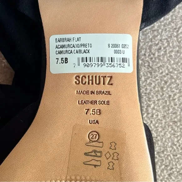 SCHUTZ Barbrah Suede Ankle Tie Flats-Black-Women’s size 7.5-casual-ballet-NEW