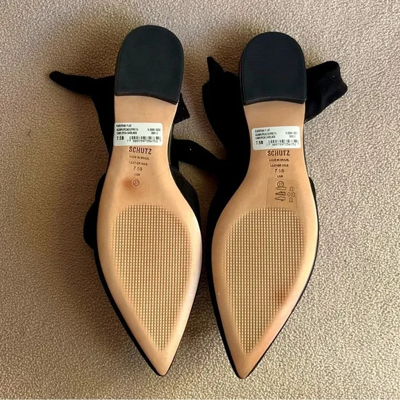 SCHUTZ Barbrah Suede Ankle Tie Flats-Black-Women’s size 7.5-casual-ballet-NEW