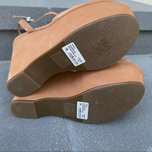 Schutz chunky platform Heels wedge Sandals Mega camel brown Strappy 10 Patycia