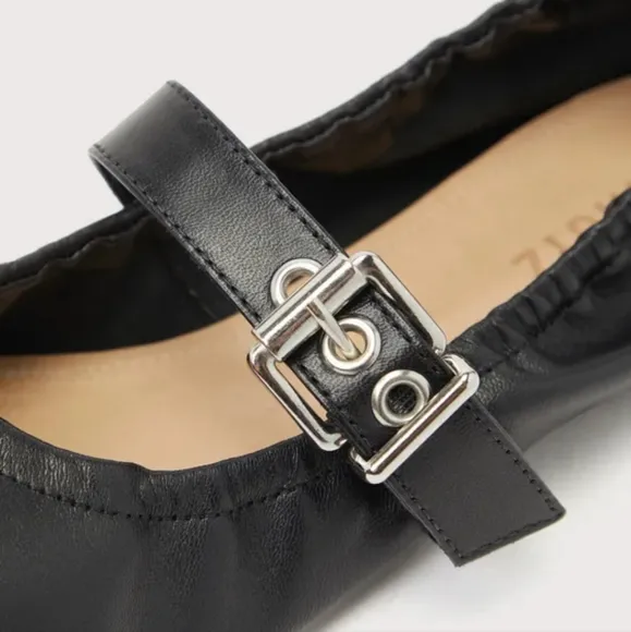 Schutz Clarita Black Mary Jane Leather Women's Ballet Flats Size 8.5