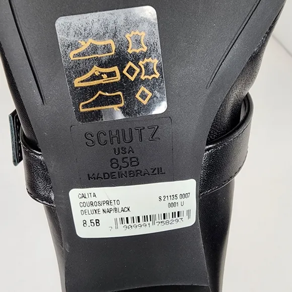Schutz Clarita Black Mary Jane Leather Women's Ballet Flats Size 8.5
