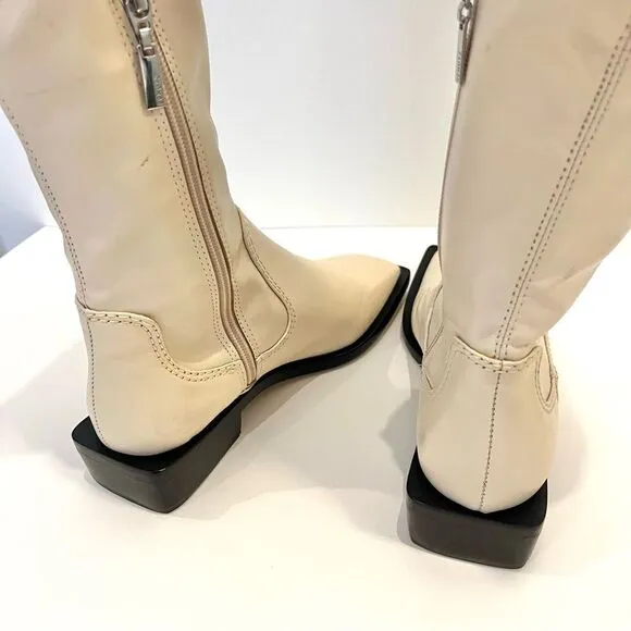 Schutz Guily Up Stretch Napa Leather Over the Knee Boots in Eggshell 5, NWOB