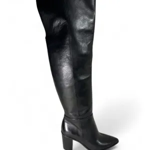 Schutz Mikki Block Over The Knee Black Leather Boots Sz 7.5 NWOB