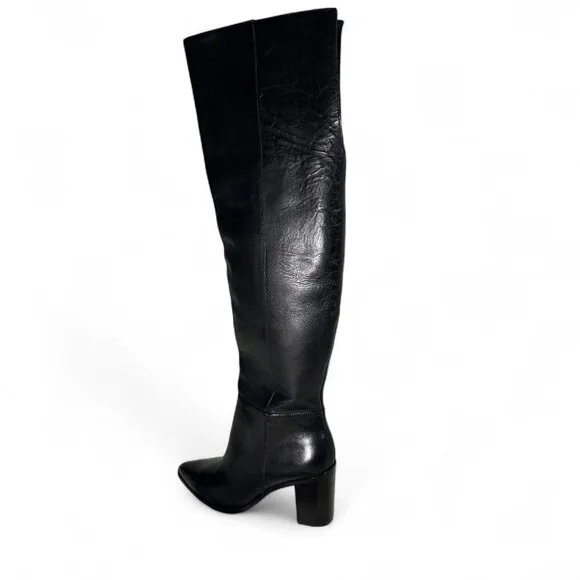 Schutz Mikki Block Over The Knee Black Leather Boots Sz 7.5 NWOB