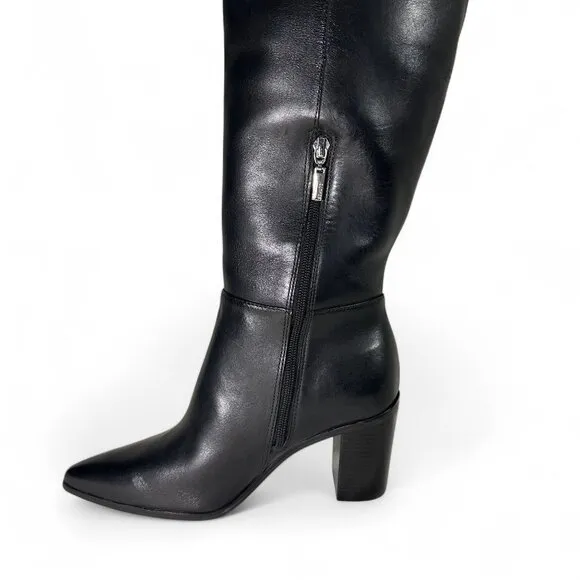 Schutz Mikki Block Over The Knee Black Leather Boots Sz 7.5 NWOB