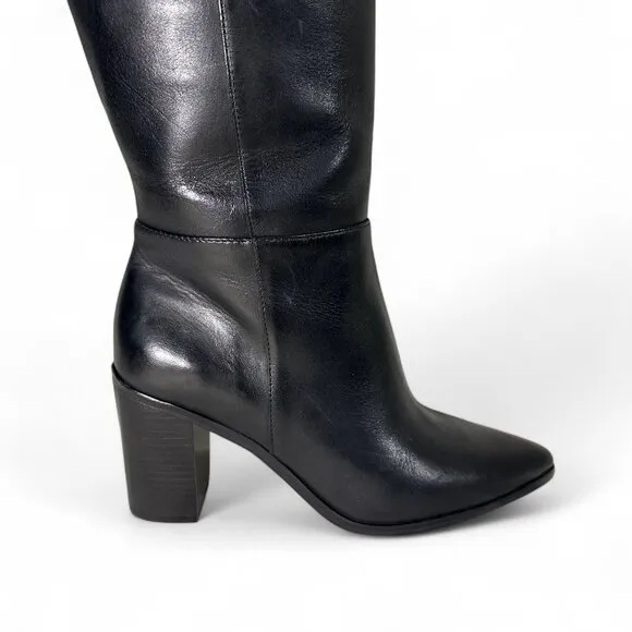 Schutz Mikki Block Over The Knee Black Leather Boots Sz 7.5 NWOB