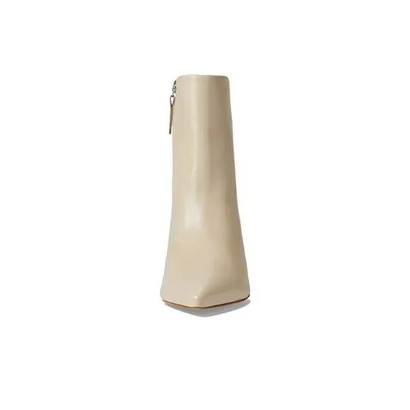 Schutz Mikki Boots Women's US 9.5 Beige Leather Pointed Toe Booties ZPO724