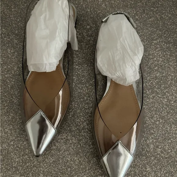 Schutz Sling Back Flats Leather Pointed Toe Women's Size 7.5 B