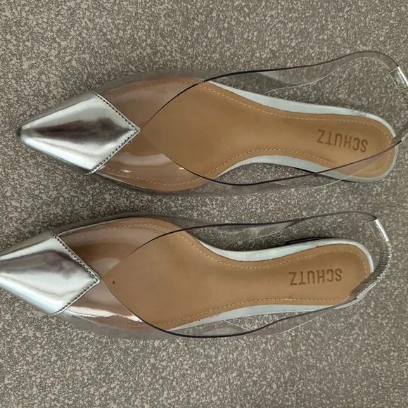 Schutz Sling Back Flats Leather Pointed Toe Women's Size 7.5 B