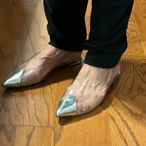 Schutz Sling Back Flats Leather Pointed Toe Women's Size 7.5 B