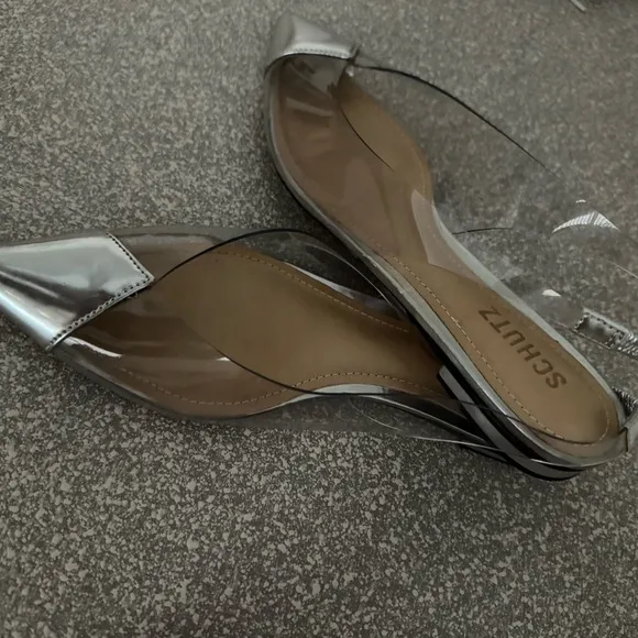 Schutz Sling Back Flats Leather Pointed Toe Women's Size 7.5 B