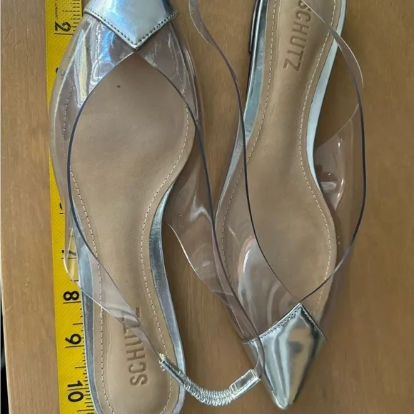 Schutz Sling Back Flats Leather Pointed Toe Women's Size 7.5 B