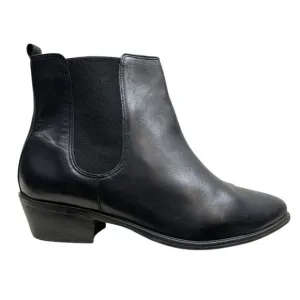 Schutz Womens Chelsea Ankle‎ Bootie Black Leather Block Heel Pointed Toe Size 8B