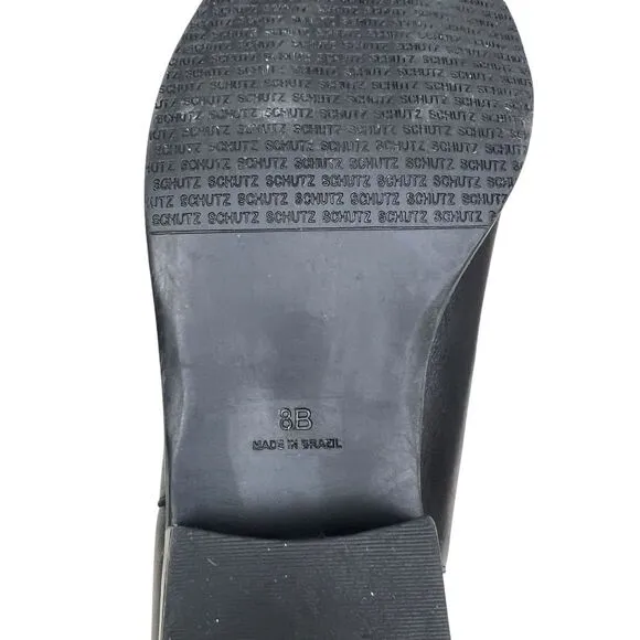 Schutz Womens Chelsea Ankle‎ Bootie Black Leather Block Heel Pointed Toe Size 8B