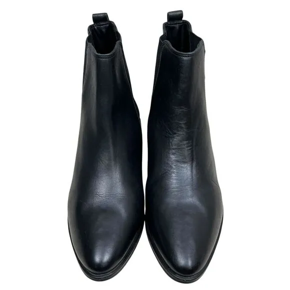 Schutz Womens Chelsea Ankle‎ Bootie Black Leather Block Heel Pointed Toe Size 8B
