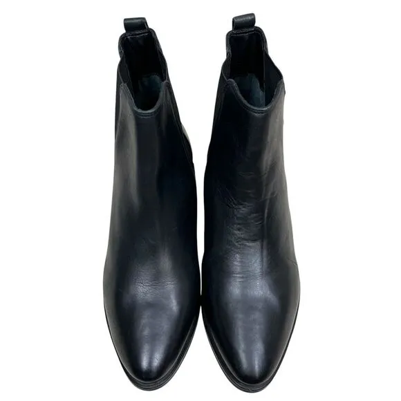Schutz Womens Chelsea Ankle‎ Bootie Black Leather Block Heel Pointed Toe Size 8B