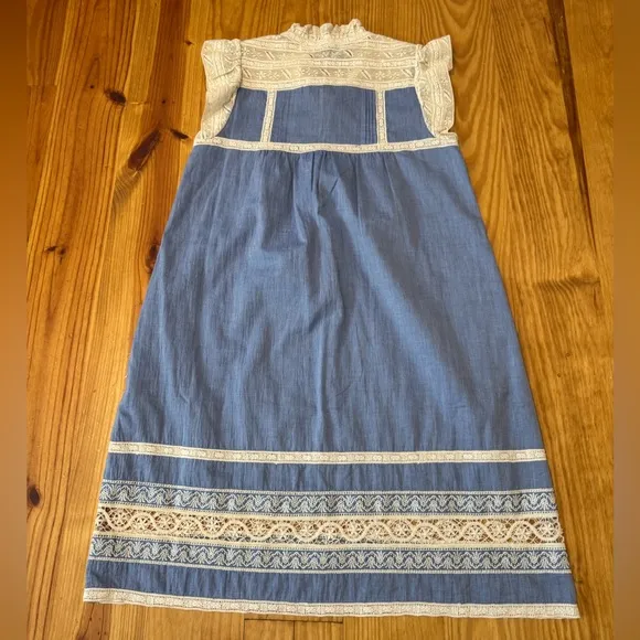 Sea New York Roseanna Chambray Lace Dress in Blue Cotton Women’s SIZE 4
