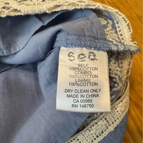 Sea New York Roseanna Chambray Lace Dress in Blue Cotton Women’s SIZE 4