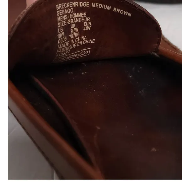 SEBAGO Breckenridge Slip On Loafers Leather Brown Comfort Boat Mens US 10W Shoes