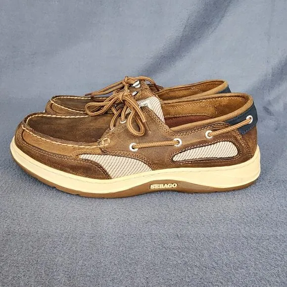 Sebago Mens Shoes 9WW Clovehitch II Slip On Boat Nubuck Leather Lace Up Casual