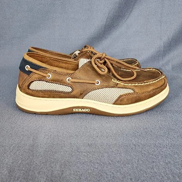 Sebago Mens Shoes 9WW Clovehitch II Slip On Boat Nubuck Leather Lace Up Casual