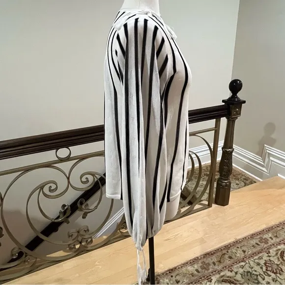 SEE BY CHLOÉ Black &amp; White Striped Lightweight Sweater—with flaw