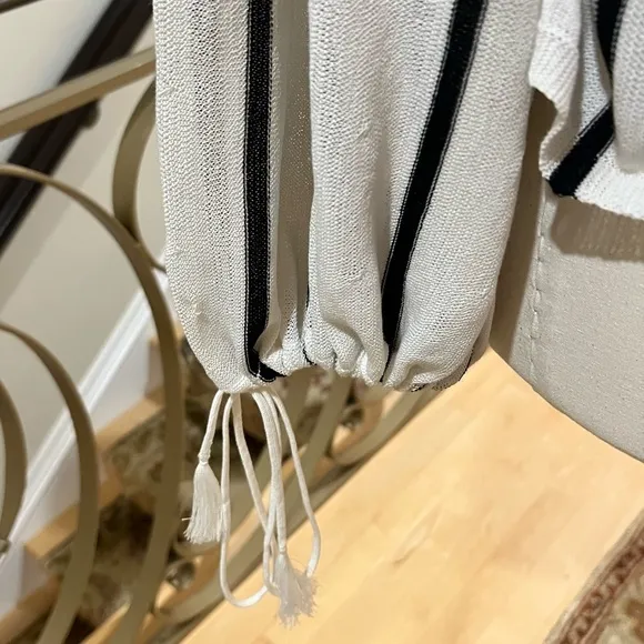 SEE BY CHLOÉ Black &amp; White Striped Lightweight Sweater—with flaw