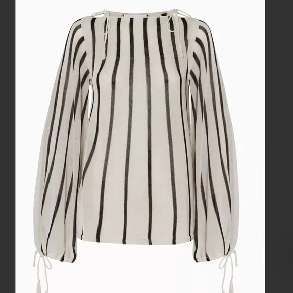 SEE BY CHLOÉ Black &amp; White Striped Lightweight Sweater—with flaw
