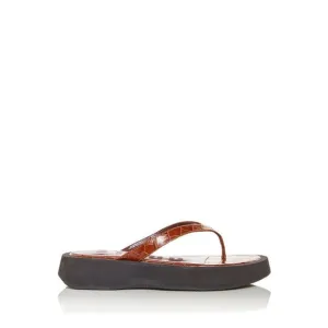 SEE BY CHLOE Womens Brown Croc Tessa Wedge Slip On Thong Sandals Shoes 38