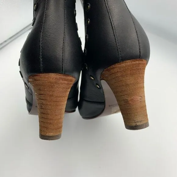 See by Chloé Dasha Studded Textured-Leather Ankle Boots Black Size 38