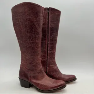 Sendra Boots Women’s Size 6 Burgundy Distressed Knee High Zip Up Boots