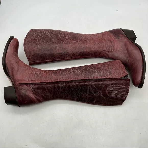 Sendra Boots Women’s Size 6 Burgundy Distressed Knee High Zip Up Boots
