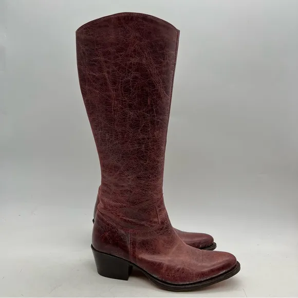 Sendra Boots Women’s Size 6 Burgundy Distressed Knee High Zip Up Boots