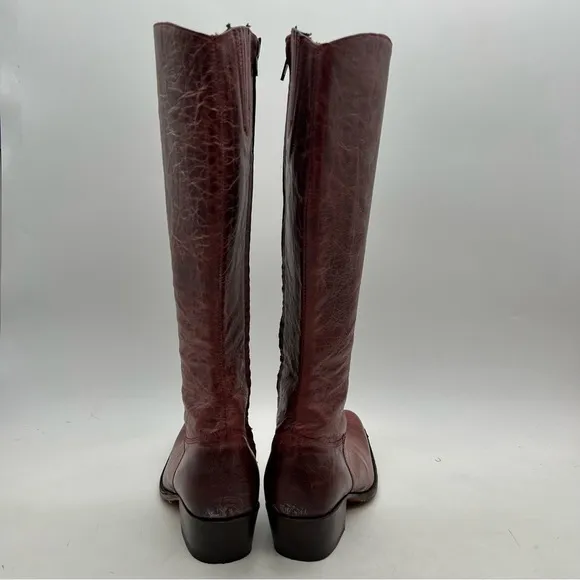 Sendra Boots Women’s Size 6 Burgundy Distressed Knee High Zip Up Boots