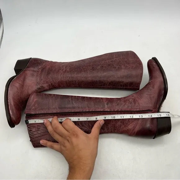 Sendra Boots Women’s Size 6 Burgundy Distressed Knee High Zip Up Boots