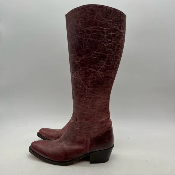 Sendra Boots Women’s Size 6 Burgundy Distressed Knee High Zip Up Boots